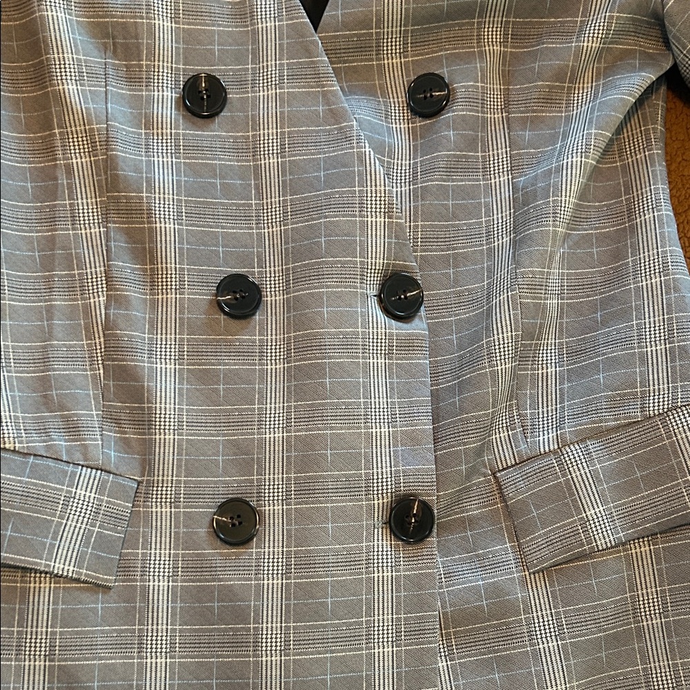 Gray Plaid Double-Breasted Blazer Dress - Picture 10 of 11
